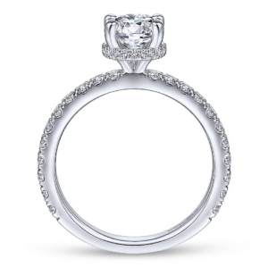 14K Gold Pave Wrap Hidden Halo Diamond Engagement Ring