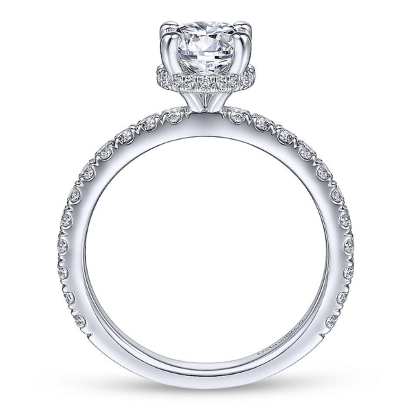 14K Gold Pave Wrap Hidden Halo Diamond Engagement Ring