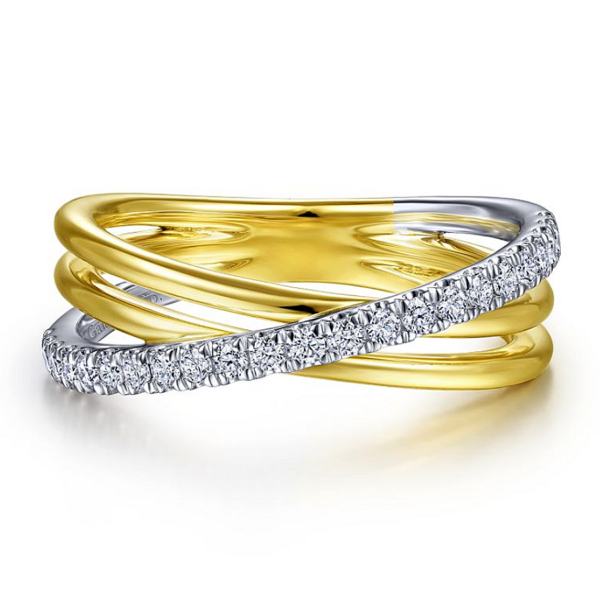 14K Gold Two-Tone Diamond Accented Criss-Cross Ring - Dallas TX