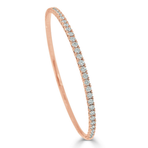 14K Rose Gold Classic Round Brilliant Diamond Flexible Bangle - Dallas TX