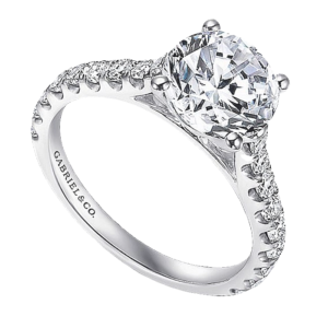 14K Gold 4-Prong Basket Cathedral Diamond Engagement Ring Mounting