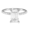 14K White Gold 4-Prong Basket Diamond Accented Emerald Cut Engagement Ring - Dallas TX