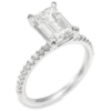 14K White Gold 4-Prong Basket Diamond Accented Emerald Cut Engagement Ring - Dallas TX