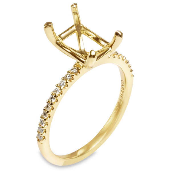 14K Yellow Gold 4-Prong Basket Diamond Accented Radiant Diamond Engagement Ring Mounting - Dallas TX