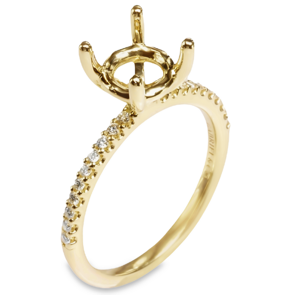 14K Yellow Gold 4-Prong Basket Diamond Accented Engagement Ring Mounting - Dallas TX - Mariloff
