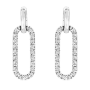 14K White Gold Open-Link Diamond Accented Fashion Earrings - Dallas TX