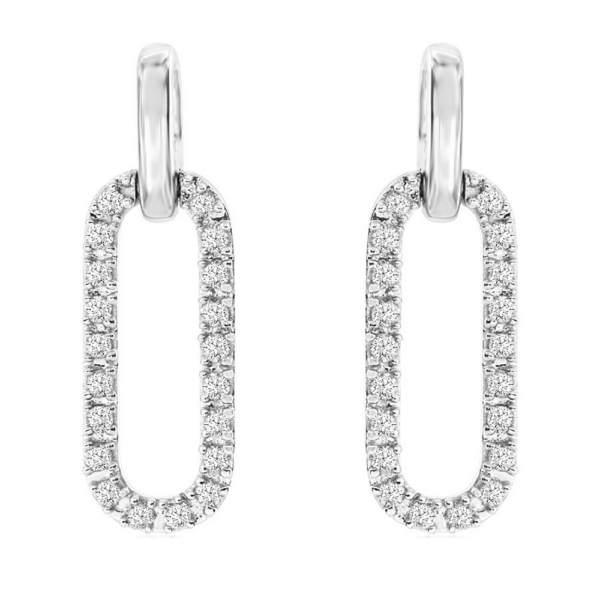 14K White Gold Open-Link Diamond Accented Fashion Earrings - Dallas TX