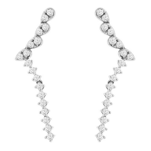 14K White Gold Climber Round Diamond Dangle Fashion Earrings - Dallas TX