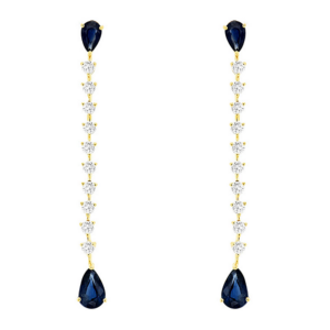 14K Gold Pear-Cut Blue Sapphire and Diamond Fashion Earrings - Dallas TX