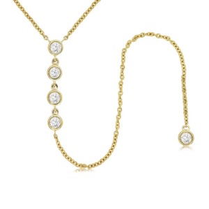 14K Yellow Gold Bezel Set Round Brilliant Diamond Y-Necklace - Dallas TX