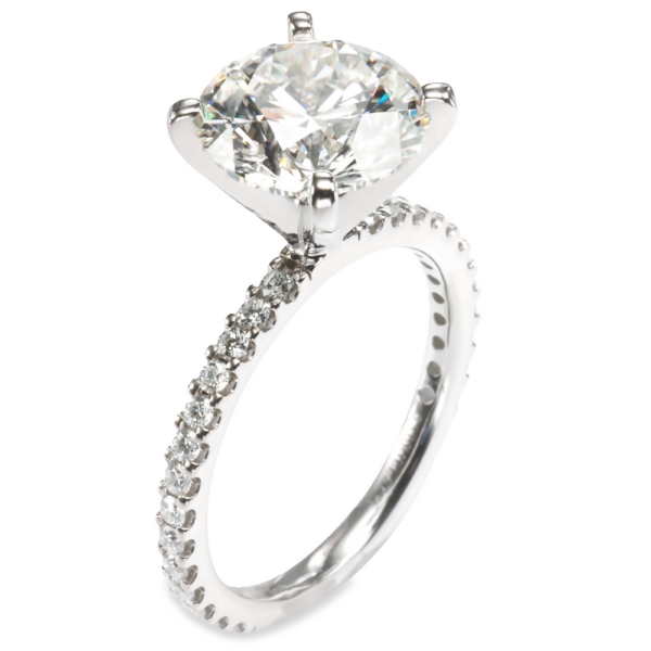 14K Gold 4-Prong Tiffany-Style Accented Diamond Engagement Ring Mounting - Image 4