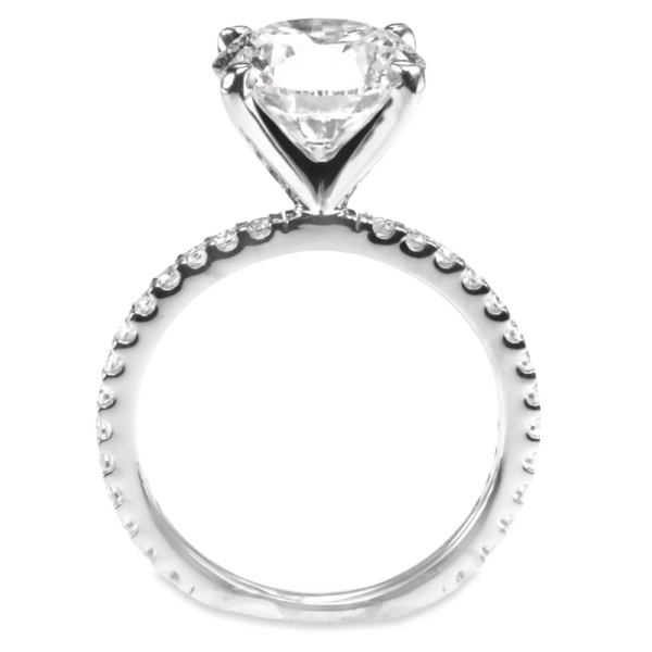 14K Gold 4-Prong Tiffany-Style Accented Diamond Engagement Ring Mounting - Image 3