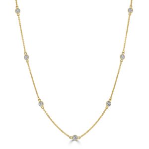 14K Gold 1.45ctw Classic Round Diamond Station Necklace - Dallas TX