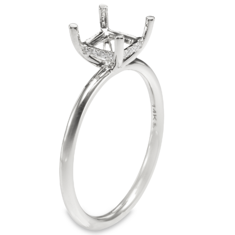 14K Gold Hidden-Halo Basket 1.8MM Solitaire Engagement Ring Mounting Engagement Rings 5