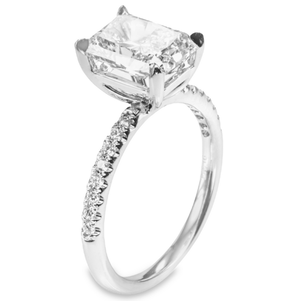14K White Gold 4-Prong Basket Classic Radiant Cut Diamond Engagement Ring - Dallas TX - Mariloff Diamonds