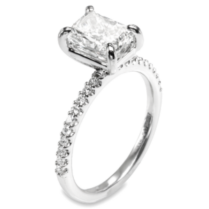 14K Gold 4-Prong Basket Diamond Accented Engagement Ring Mounting Classic 13