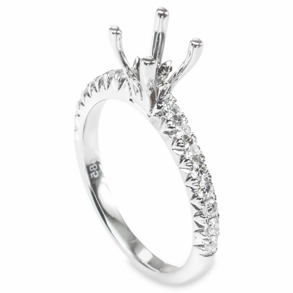 14K White Gold 4-Prong Floral Basket Classic Diamond Engagement Ring Mounting - Mariloff Diamonds