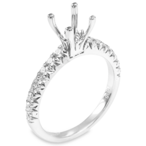 14K White Gold 4-Prong Floral Basket Classic Diamond Engagement Ring Mounting - Dallas TX
