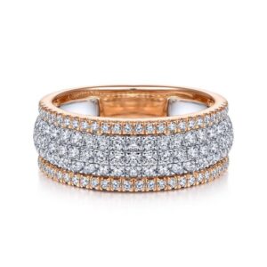 14K Gold Two-Tone Pave Diamond Wide Fashion Ring - Dallas TX
