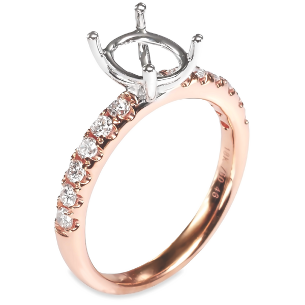 14K Gold 4-Prong Basket 0.40ctw Diamond Engagement Ring Mounting - Dallas TX
