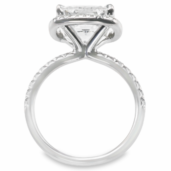 14K White Gold 4-Prong Classic Halo Cushion Engagement Ring Mounting - Mariloff Diamonds