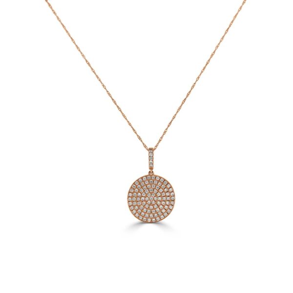 18K Rose Gold Pave Diamond Disc Pendant - 14K Rose Gold | Mariloff Diamonds