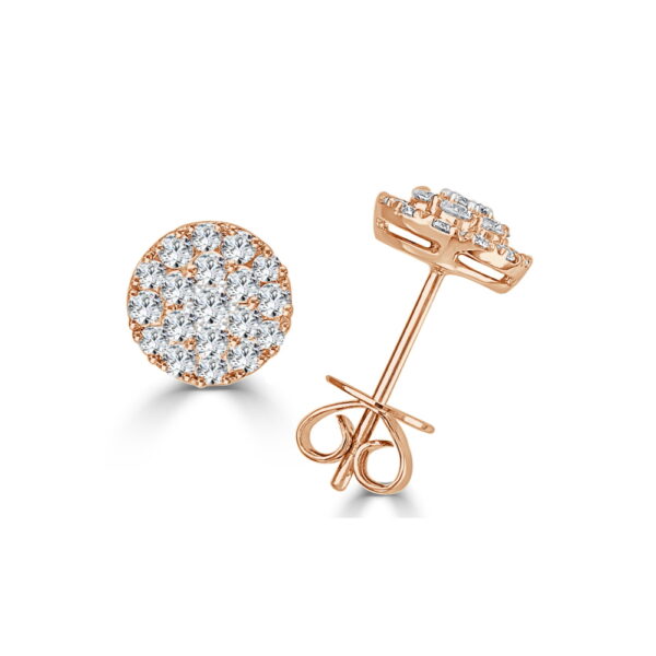 14K Rose Gold Pave Diamond Circle Stud Earrings | Mariloff Diamonds