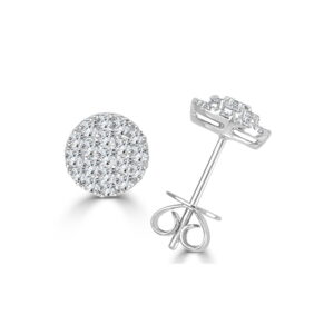 14K Gold Pave Diamond Circle Stud Earrings