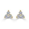14K Yellow Gold Three-Stone Diamond Studs - Dallas TX