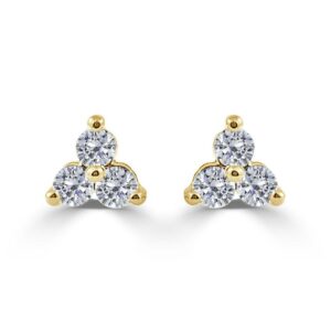 14K Yellow Gold Three-Stone Diamond Studs - Dallas TX