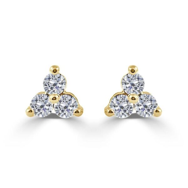 14K Yellow Gold Three-Stone Diamond Studs - Dallas TX