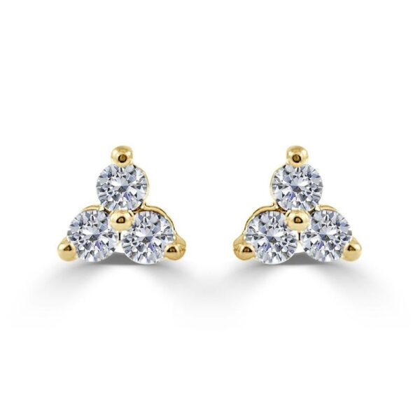 14K Yellow Gold Three-Stone Diamond Studs - Dallas TX