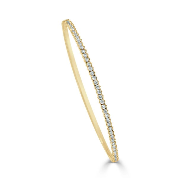 14K Yellow Gold Timeless Stackable Diamond Bangle Bracelet - Dallas TX