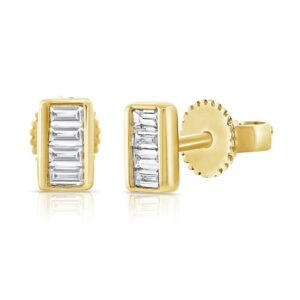 14K Yellow Gold East-West Baguette Diamond Studs - Dallas TX