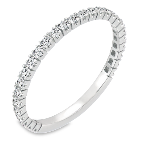 14K White Gold Classic Round Brilliant Cut Diamond Wedding Band - Dallas TX