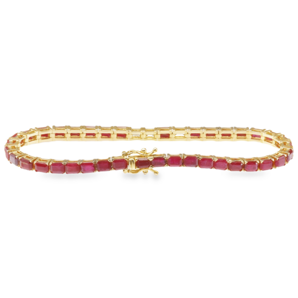 14K Yellow Gold Ruby and Diamond Accented Tennis Bracelet - Dallas TX