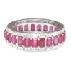 14K White Gold Eternity Ring with 5.11ctw Emerald Cut Red Rubies & 1.21ctw Baguette Diamonds Size 7.25 Fine Jewelry 7