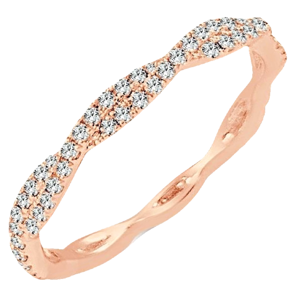 14K Rose Gold Petite Twisted Pave Diamond Wedding Band - Dallas TX | Mariloff Diamonds