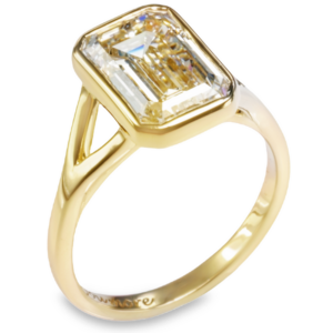 14K Gold Bezel Set Cathedral Split-Shank Solitaire Engagement Ring Mounting