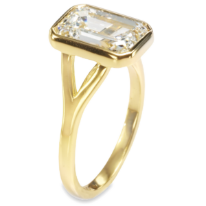 14K Gold Bezel Set Cathedral Split-Shank Solitaire Engagement Ring Mounting