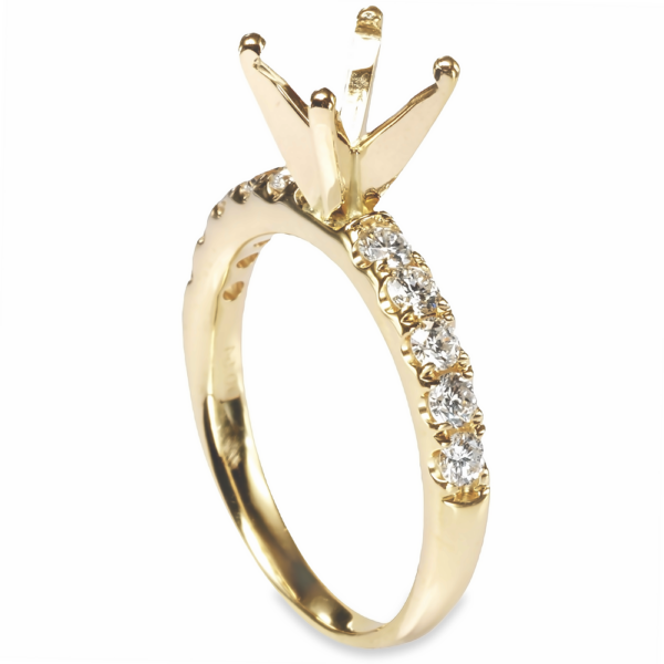 14K Yellow Gold 4-Prong Tiffany-Style 0.55ctw Diamond Engagement Ring Mounting - Dallas TX - Mariloff Diamonds