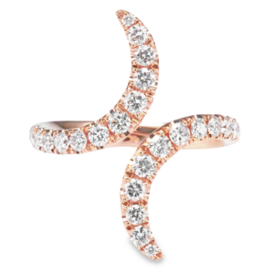 18K Rose Gold Open Swooping Bypass Diamond Fashion Ring - Dallas TX