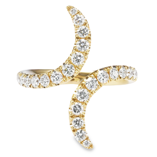 18K Yellow Gold Open Swooping Bypass Diamond Fashion Ring - Dallas TX