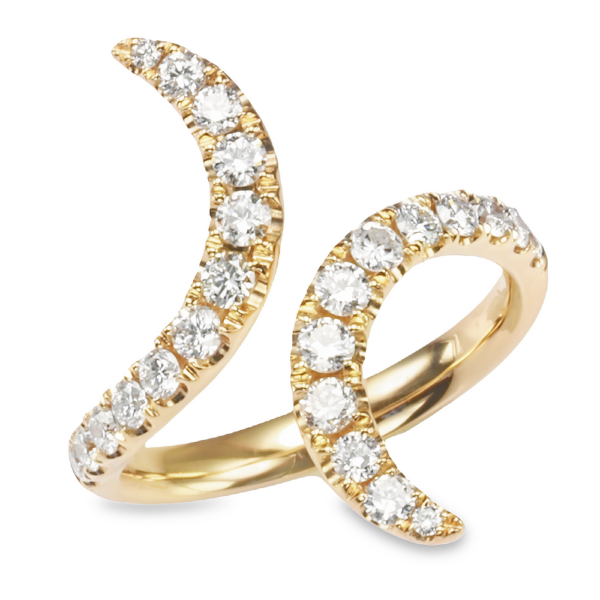 18K Yellow Gold Open Swooping Bypass Diamond Fashion Ring - Dallas TX