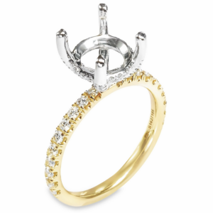 14K Gold 4-Prong Diamond Accented Basket Classic Engagement Ring - Dallas TX - Mariloff Diamonds