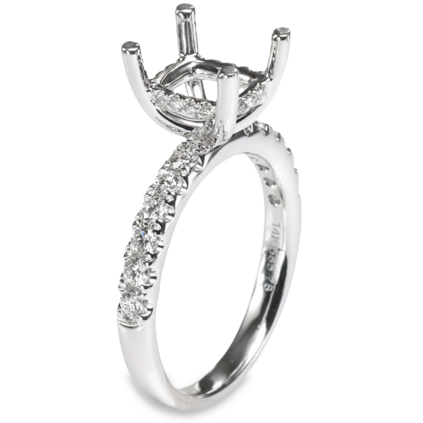 14K Gold 4-Prong Hidden Halo 0.47ctw Diamond Engagement Ring Mounting | Mariloff Diamonds