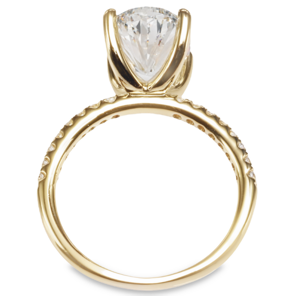 14K Yellow Gold 4-Prong Open-Basket 0.15ctw Diamond Oval Engagement Ring