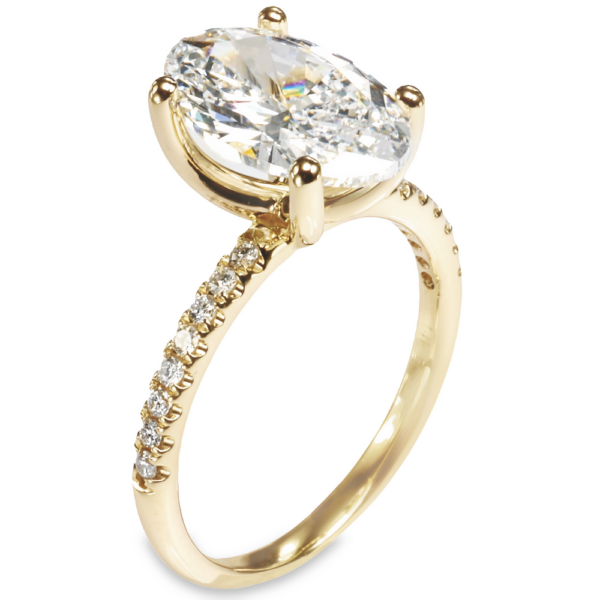 14K Yellow Gold 4-Prong Open-Basket 0.15ctw Diamond Oval Engagement Ring - Dallas TX - Mariloff Diamonds