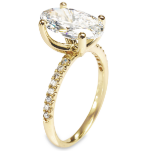 14K Gold 4-Prong Open-Basket 0.15ctw Diamond Oval Engagement Ring - Dallas TX