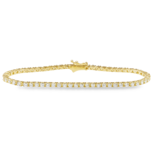 18K Yellow Gold 3.20ctw Round Brilliant Diamond Tennis Bracelet - Dallas TX